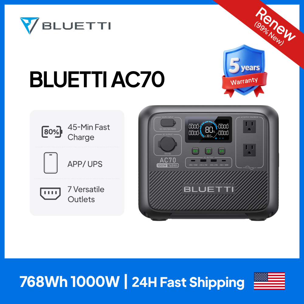 Outdoor Powerbank - BLUETTI AC70 1000W 768Wh Portable Power
