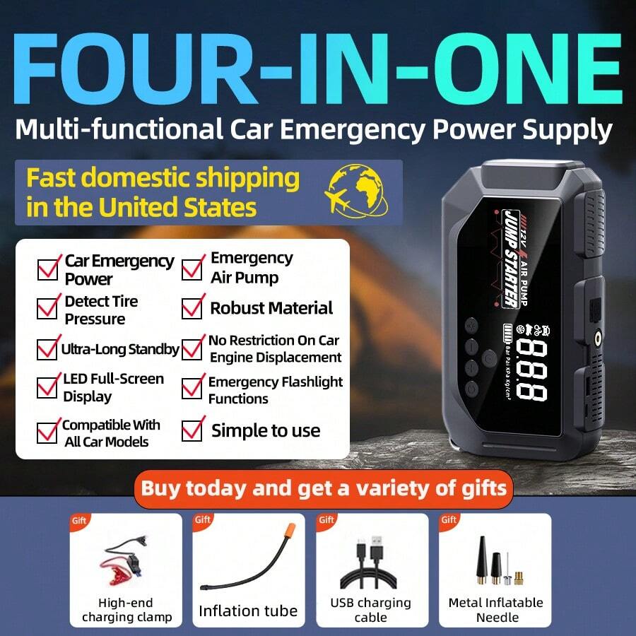 Outdoor Powerbank - Four-In-One 12V 8000A Smart Car Jump