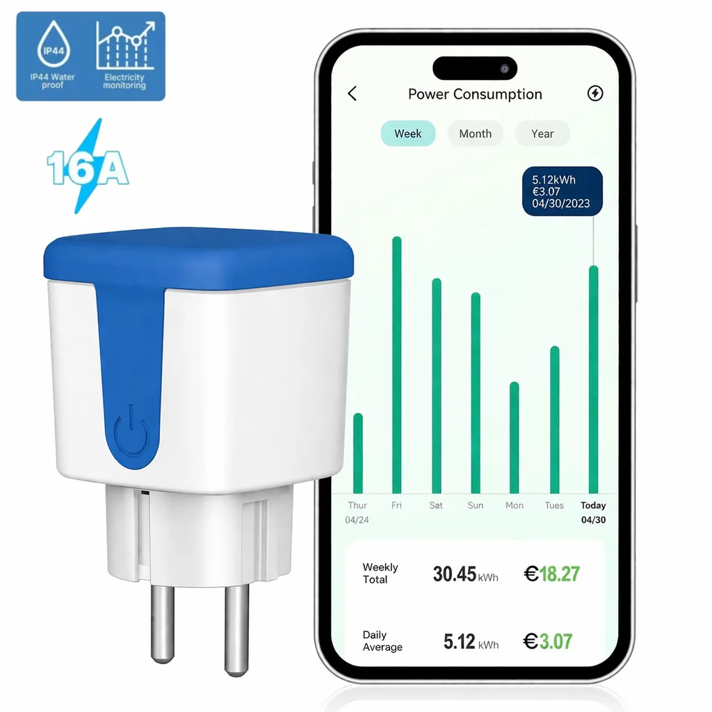 Outdoor Power Outlet Wifi - 16A WiFi EU Socket Smart Outdoor