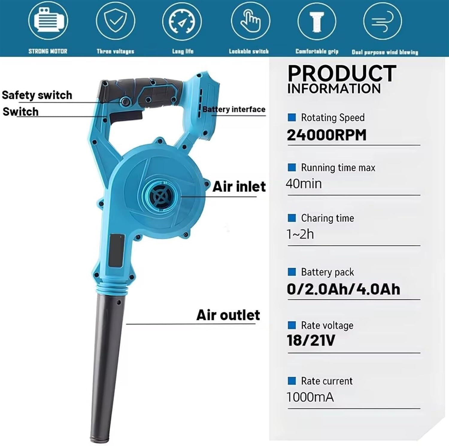 For Makita 18V Li-Ion Battery  – обзор и цена Leaf Blower Cordless