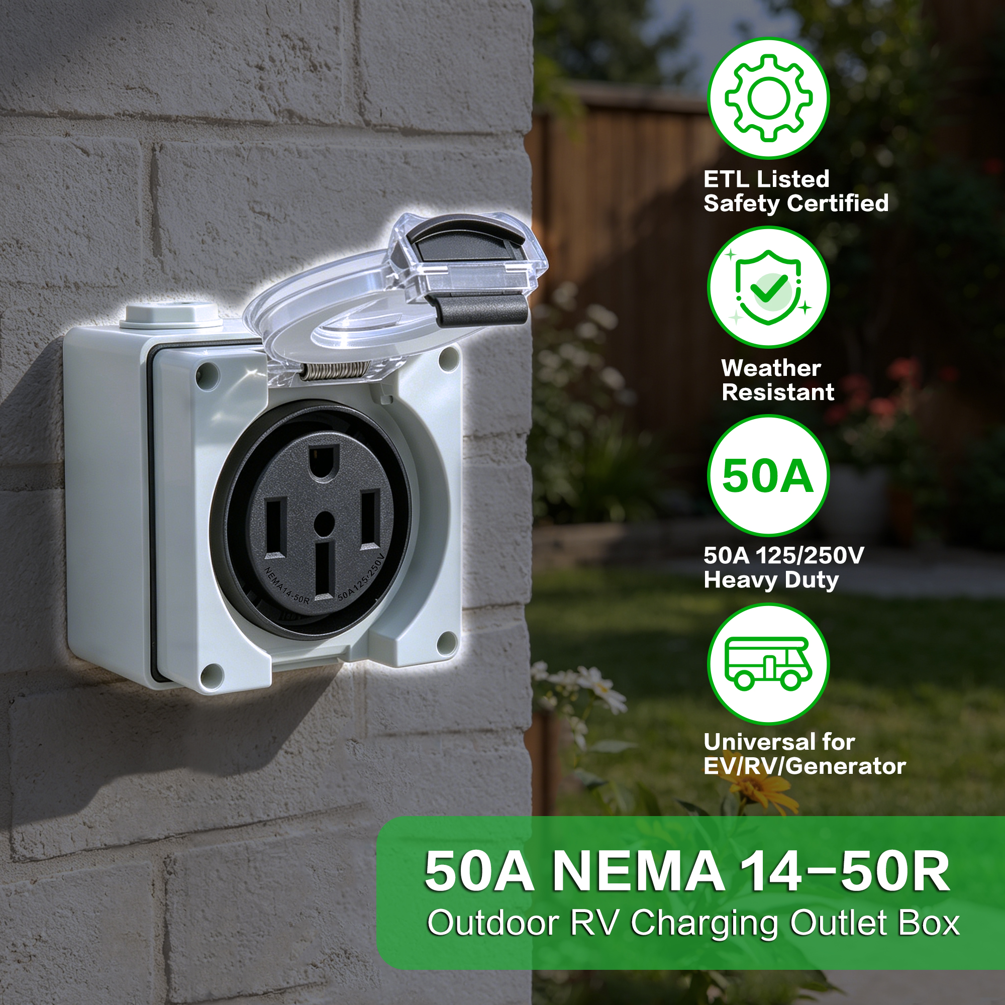 50 Amp RV Outlet Box NEMA 14-5 – обзор и цена Outdoor Power Outlet Cover