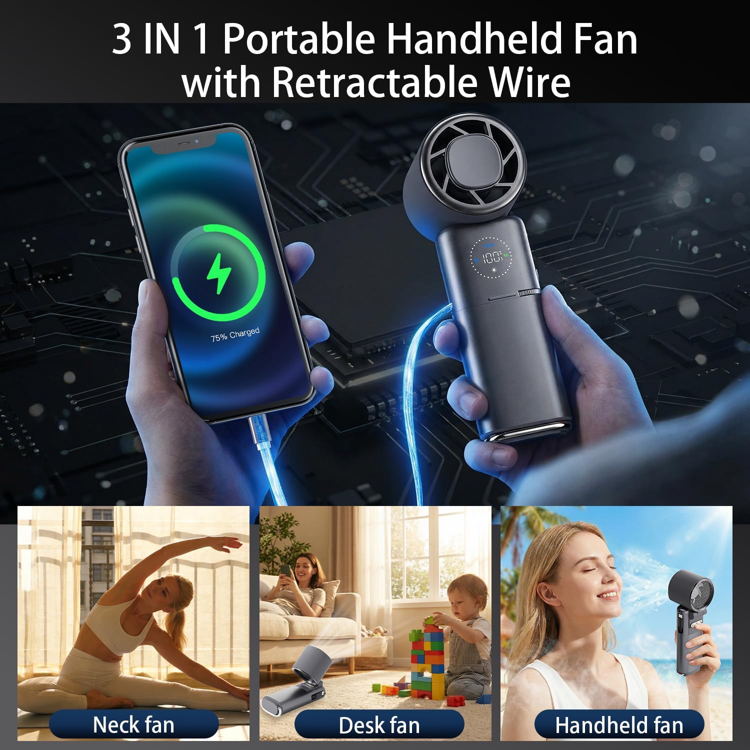 9000mAh Portable Handheld Fan  – обзор и цена Outdoor Power Wheels